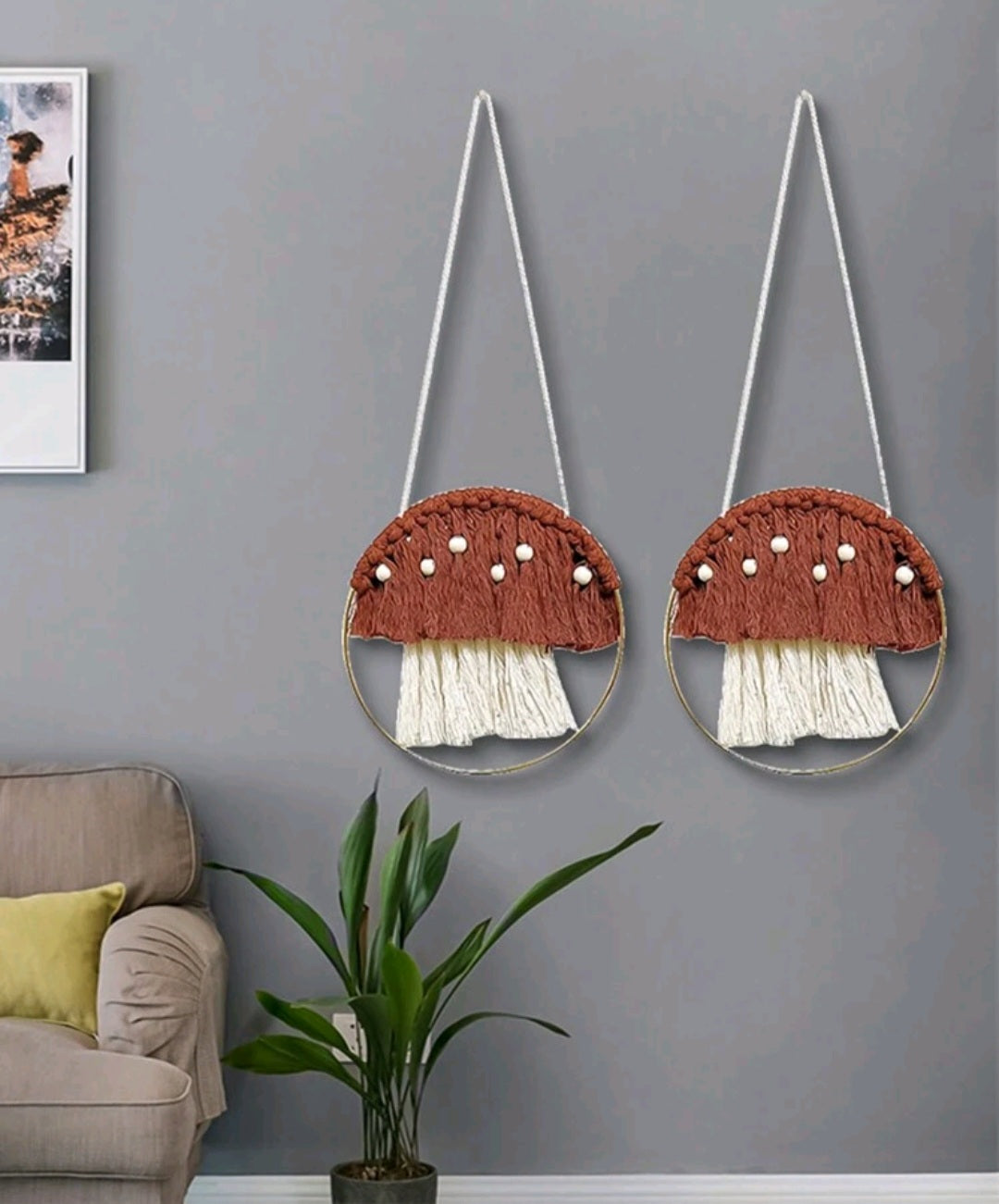 Macrame Mushroom Wall Decor