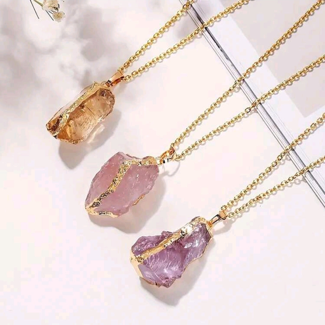 Raw Crystal Pendant Necklace